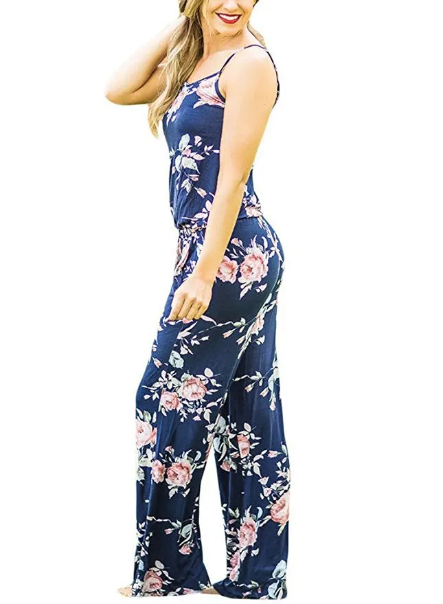 Sexy Sleeveless jumpsuit women long romper 2018 summer lady Fashion floral trousers beach jumpsuit coveralls sexy female frock