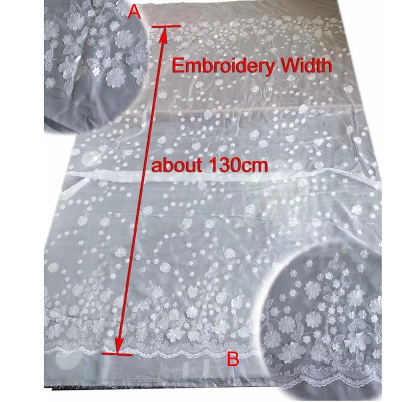 Белая шифоновая Фата невесты, ткань с вышивкой для платья, свадебные Лоскутные Швейные материалы, ткань Tecido, ширина 130 см