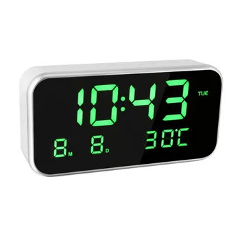 

LED Alarm Clock Multifunction Digital Electronic LED Mirror Clock Temperature Snooze Large Display Home Decor Mirror Function