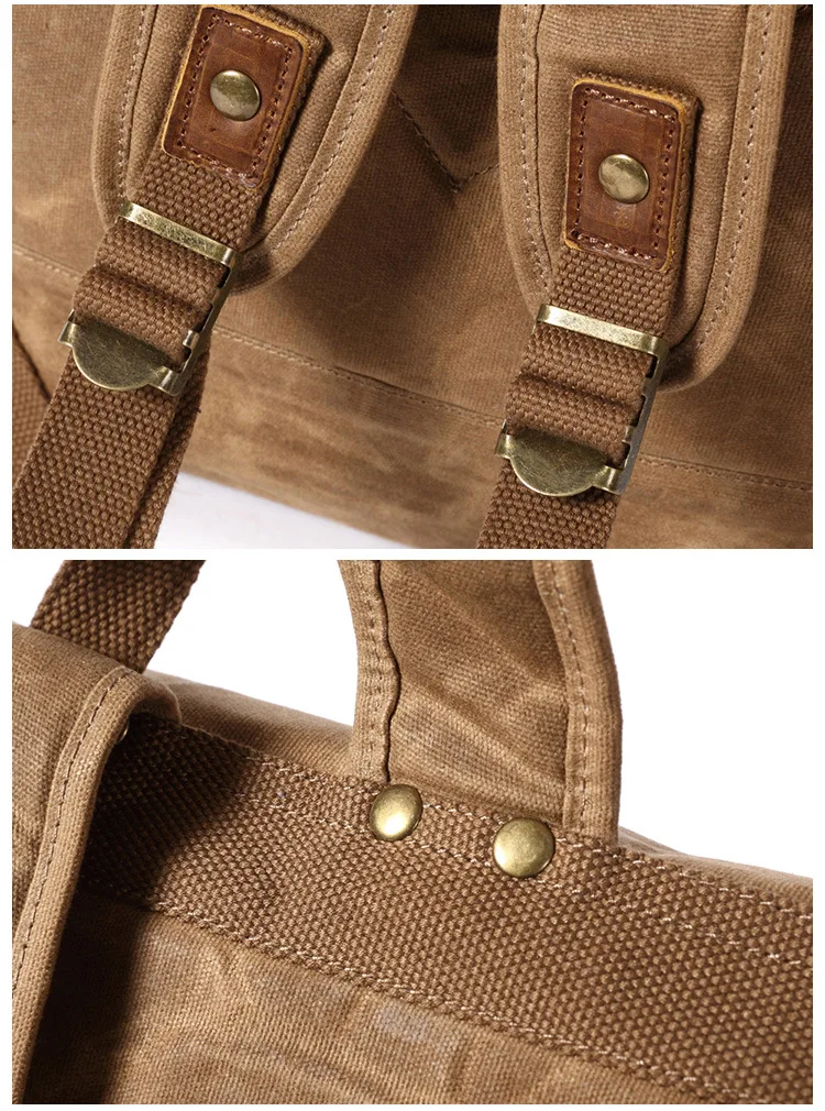 DETAIL INFORMATION OF BUCKLE  of Woosir Waxed Canvas Backpack Mens Laptop Daypack