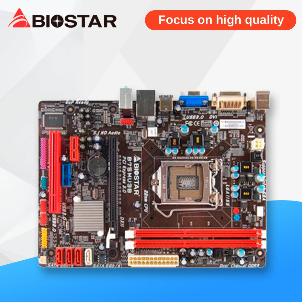 

BIOSTAR B75MU3B Desktop Motherboard B75 LGA 1155 DDR3 16G SATA3 USB3.0 Micro ATX