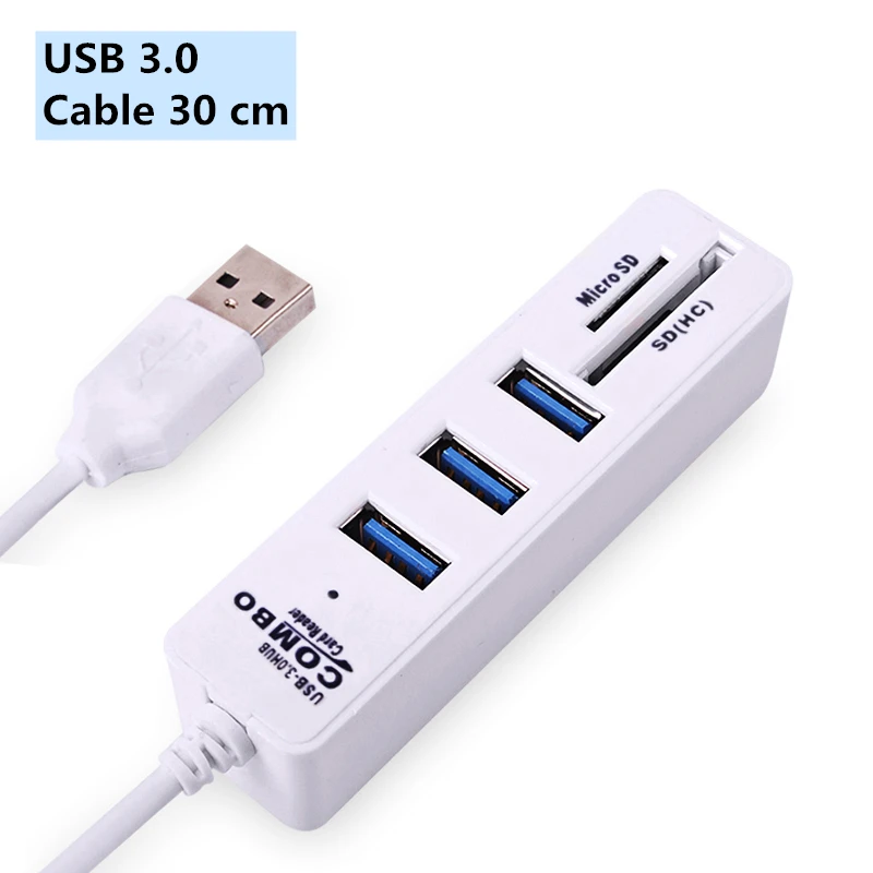 IMice usb-хаб 3,0 Мульти USB 3,0 концентратор разветвитель порт 3/6 несколько USB Hab SD кард-ридер высокоскоростной Usb комбо для компьютера ноутбука - Цвет: USB3.0 White-3port