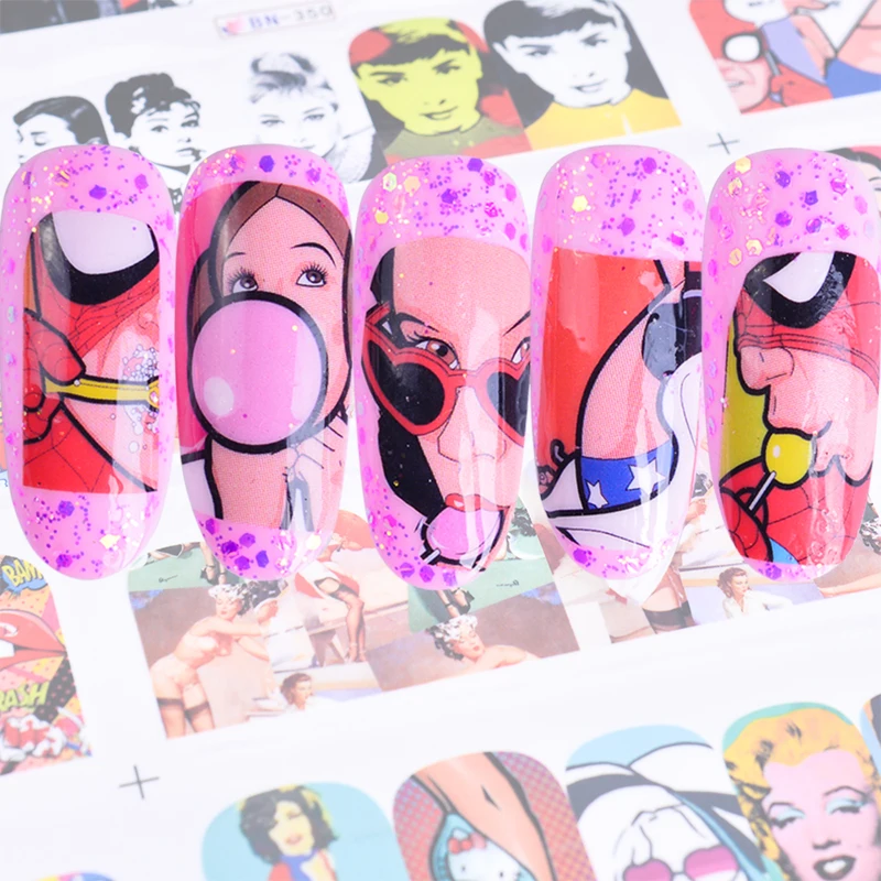 

12 Styles Marilyn Monroe Sexy Lady Nail Art Water Transfer Sticker Decoration Decals Tool Wraps Tattoo Manicure JIBN349-360
