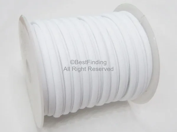 

Pure White Elastic lycra cord Stitched round fabric cord White Lycra strip
