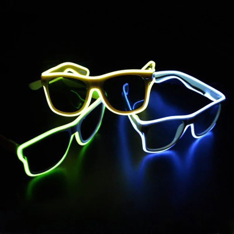 Blue el glasses El Wire Fashion Neon LED Light Up Shutter Shaped Glow Rave Costume Party DJ Bright Glasses