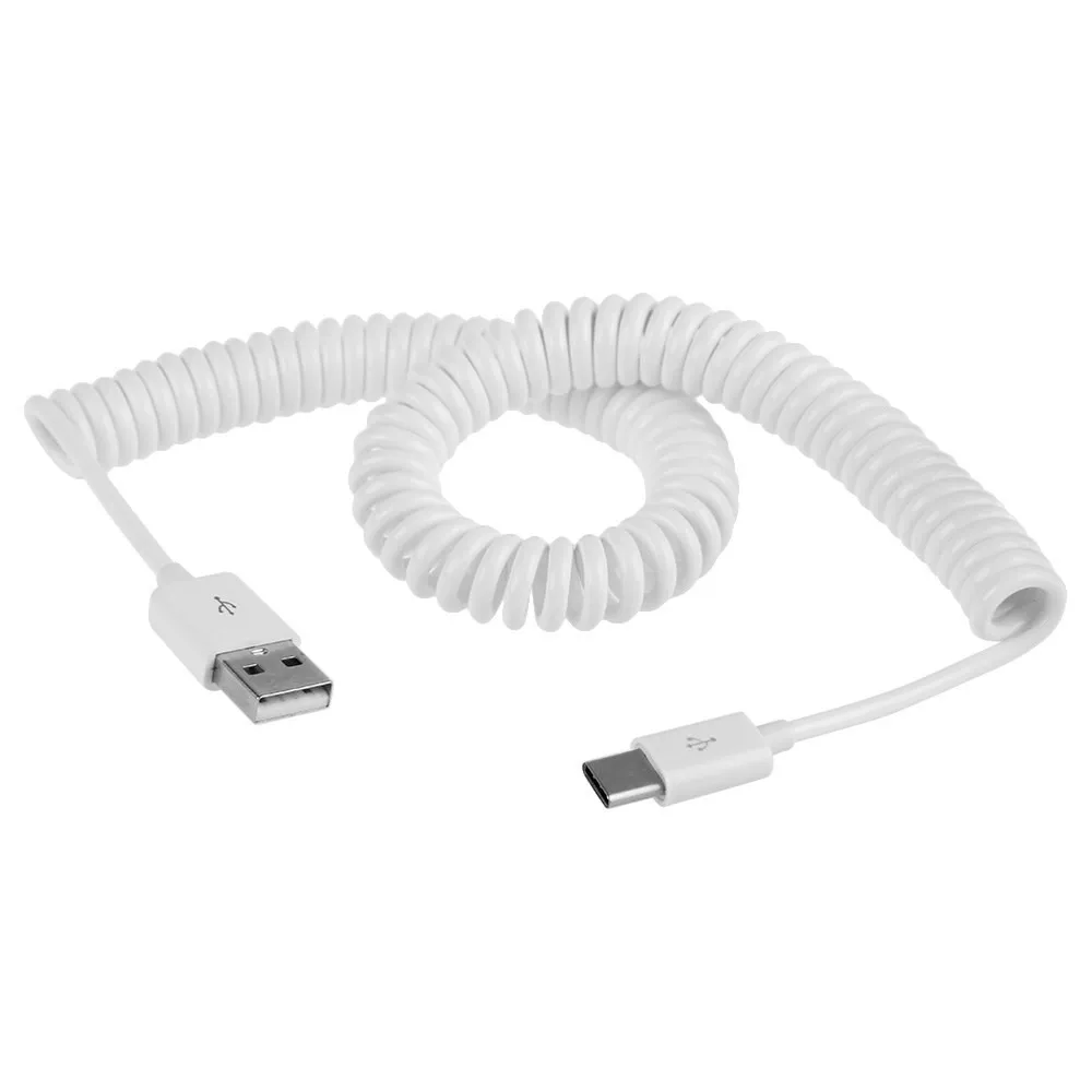Short 0.2M 3M Spring Coiled retractable flex usb male to usb type c