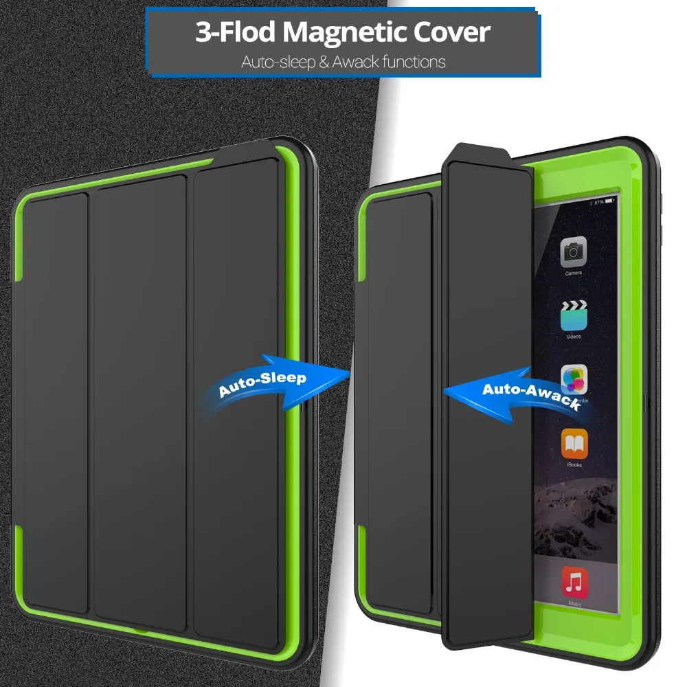 

Luxury Smart Wake up function Case For iPad Mini 2 Mini 3 Safe Armor Shockproof Heavy Duty Silicone Hard Cover For Mini1/2/3