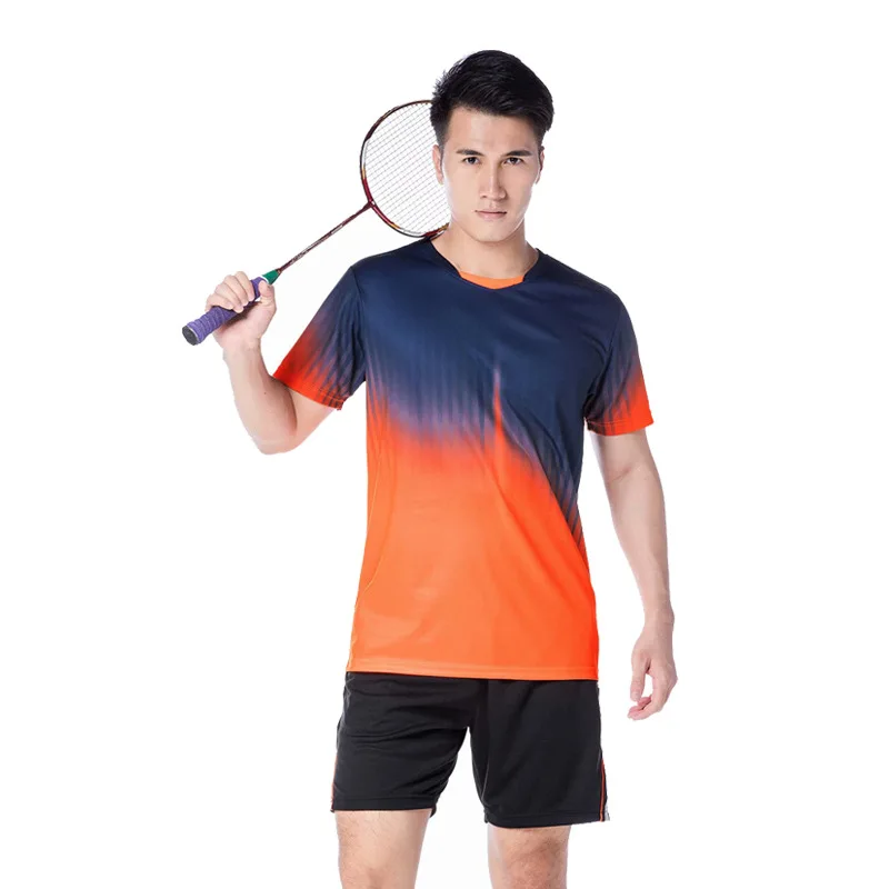 

2019 new men badminton training sets quick dry running soccer badminton uniform breathable sport tennis sportswear clothes print