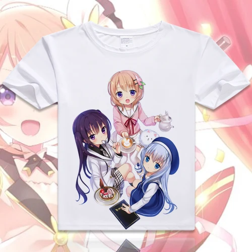 Является ли заказ кроликом? Футболка аниме Kafuu Chino Косплей Desu ka Gochuumon wa Usagi Desuka топы