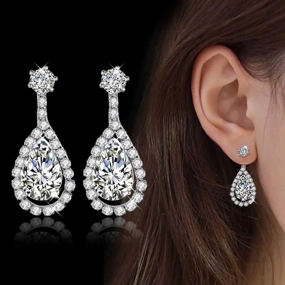 Женские серьги гвоздики из серебра 925 пробы с кристаллами|drop stud earrings|stud earringsstud