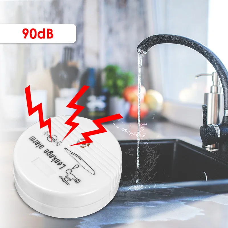 

KERUI Independent Wireless Water Leak Detector Sensor 90dB Volume work alone Water Leakage Alarm for Home Kitchen Toilet Floor