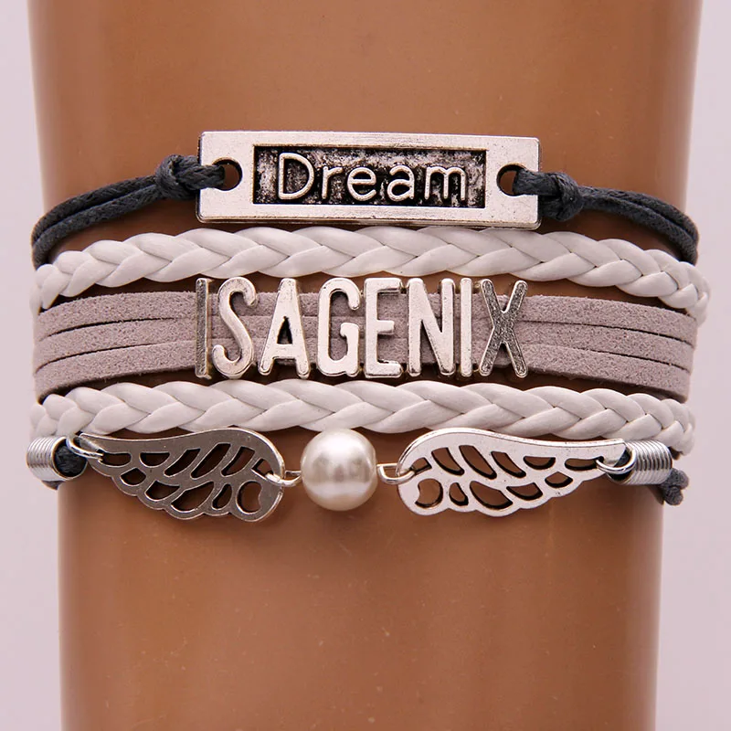 (10 шт./лот) браслет isagix Dream из восковой верёвки подвеска крыло ручная кожаная