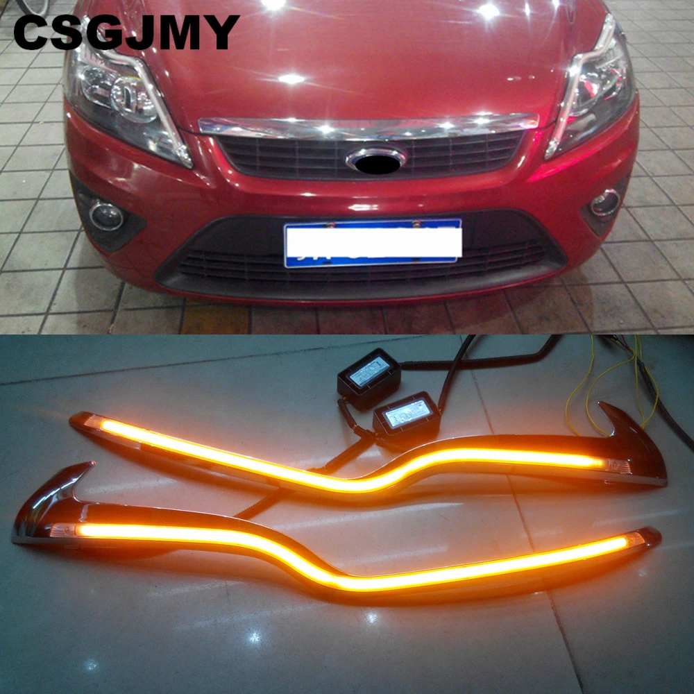 

2PCS For Ford Focus 2 MK2 2009 2010 2011 LED Car Headlight Eyebrow Decoration Yellow Turn Signal DRL LED Daytime Running Light