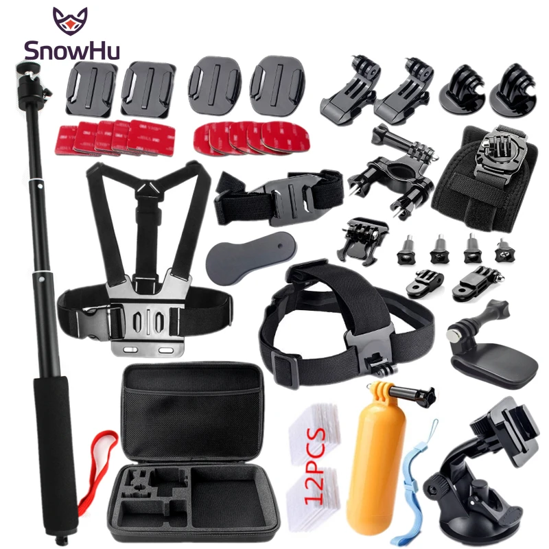 

SnowHu for Gopro Accessories mount Set Monopod for go pro Here 7 6 5 4 Xiaomi yi 4K camera SJCAM SJ4000 / eken h9 tripod GS53