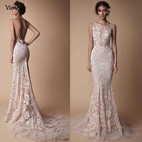 

Sexy Backless Mermaid Long Formal Prom Dress Lace Applique Party Gown custom evening dresses