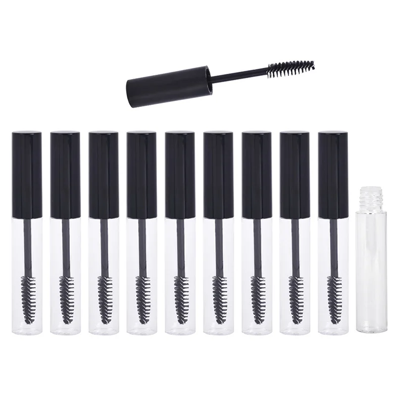 

MUB - 10ml Reusable Black Cap Plastic Bottle Empty Eyelashes Mascara Tubes Container Vials With Plug Makeup Accessories