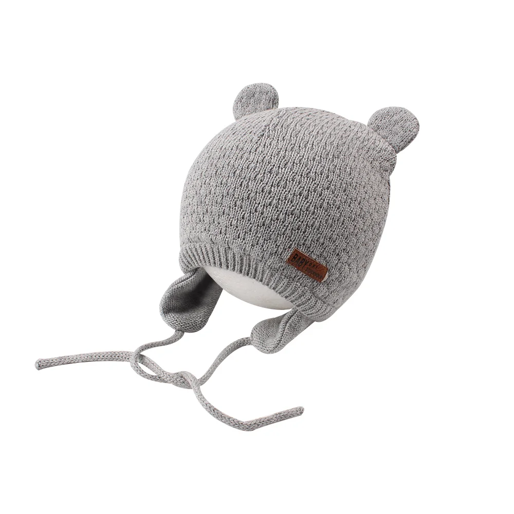 Soft Warm Baby Hat Knit Cute Bear Hat For Boys Infant Toddler Earflap Beanie Spring Autumn Cotton Baby Girl Hat Baby Accessories (16)