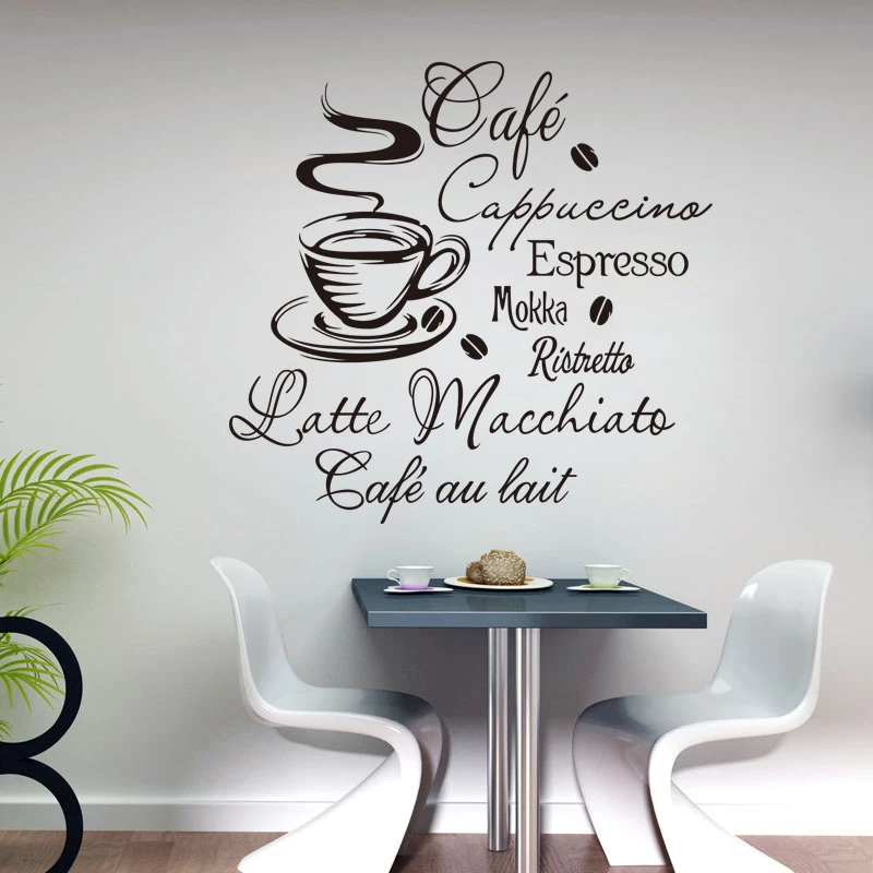 Pvc Vinyl Wall Decals Kitchen Coffee Shop Cappuccino Espresso Removable Wall Mural Decals Home Decor Wall Stickers Aliexpress