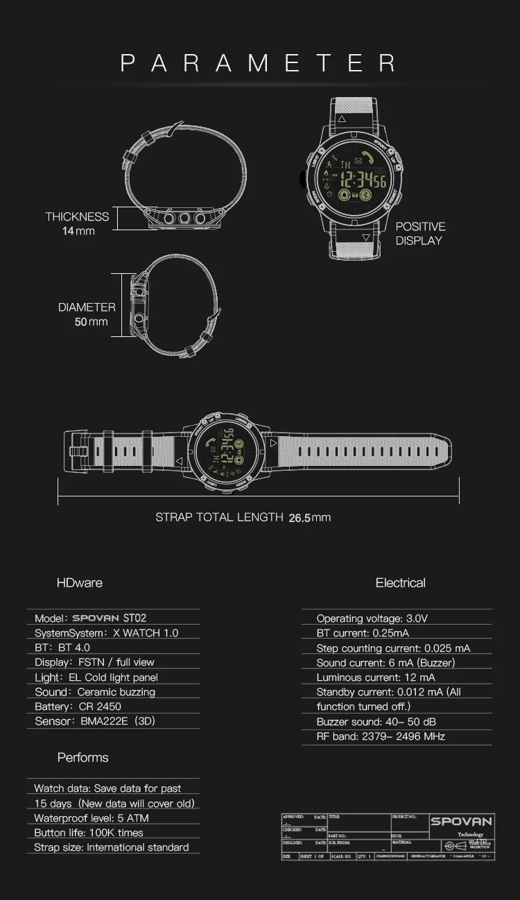 Лидирующий бренд флагманский Универсальный Прочный Smartwatch 33-month Standby Time 24 h All-Weather Monitoring мужские военные спортивные часы