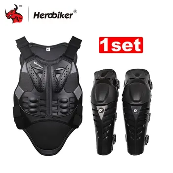 

HEROBIKER Black Moto Armor Vest+ Motorcycle Knee with a reflecting strip motorcycle armor