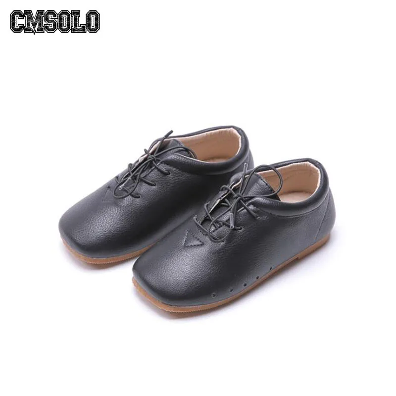 

CMSOLO Kids Leather Shoe Grey Black Shoes For Girls Boys Lace-up Quality Casual Walking Shoes Baby Kids Leather Shoe Autumn New