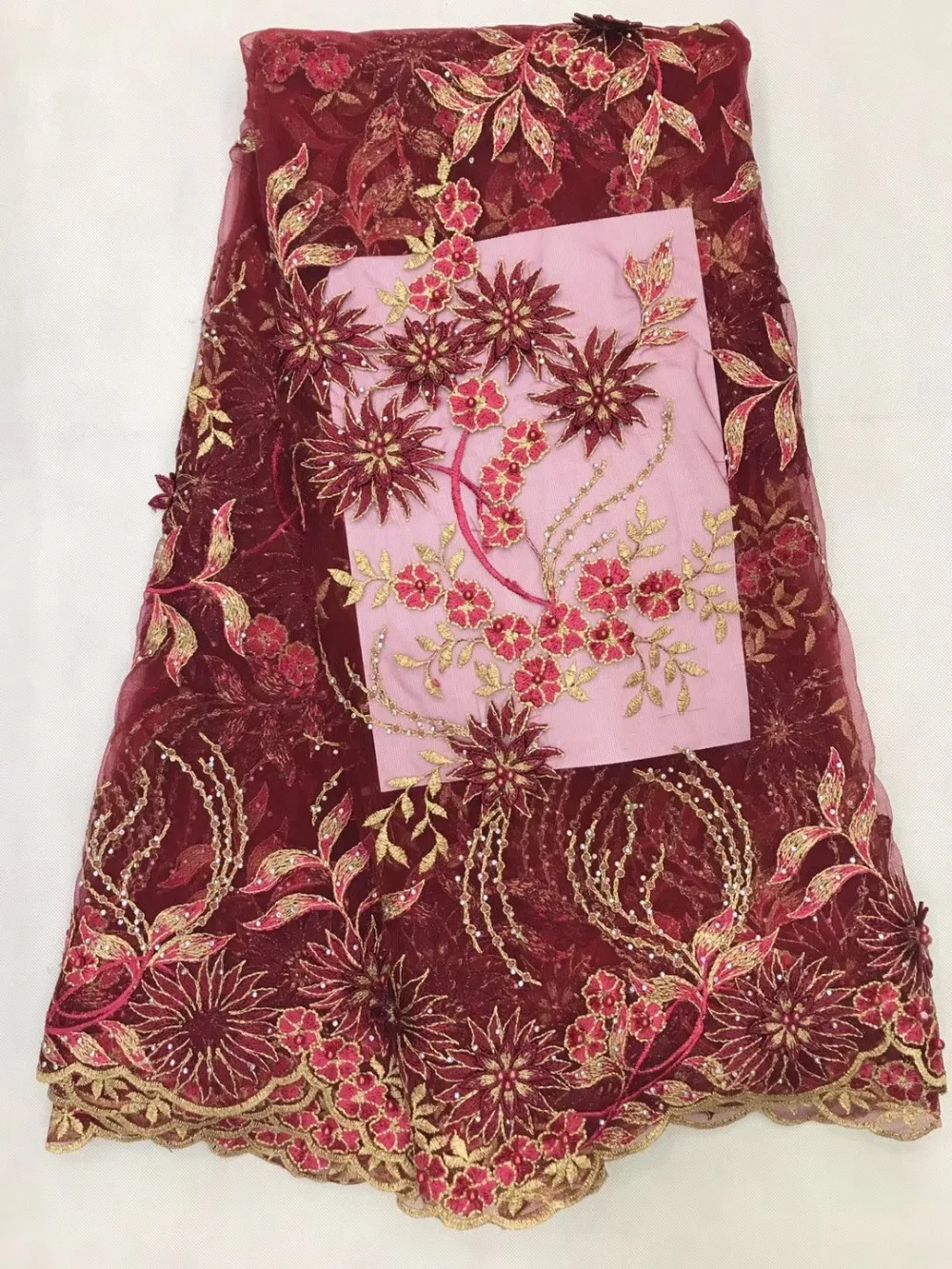 

2017 New French net lace fabric with Stones African tulle mesh lace fabric Embroidered high quality african lace fabric Beaded