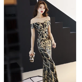 

Bright Sequin Fishtail Slim Evening Long Dress Female Singer Costume Women's Birthday Celebrate Outfit Nightclub Dance Dresses