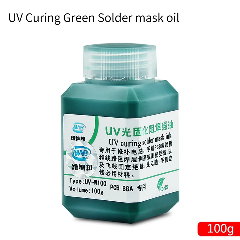 100g oil WNB 100 г зеленая масляная УФ паяльная маска BGA PCB краска для предотвращения коррозии дуговая паста для пайки флюс чернила мягкая нейлоновая щетка USB СВЕТОДИОДНЫЙ светильник - Цвет: 100g oil