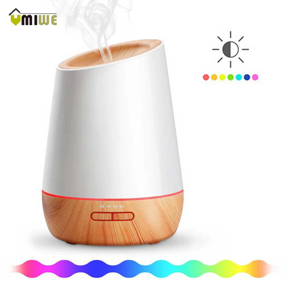 

500ml Aroma Essential Oil Diffuser Wood Grain Ultrasonic Cool Mist Humidifier for Office Home Bedroom Living Room Study Yoga Spa