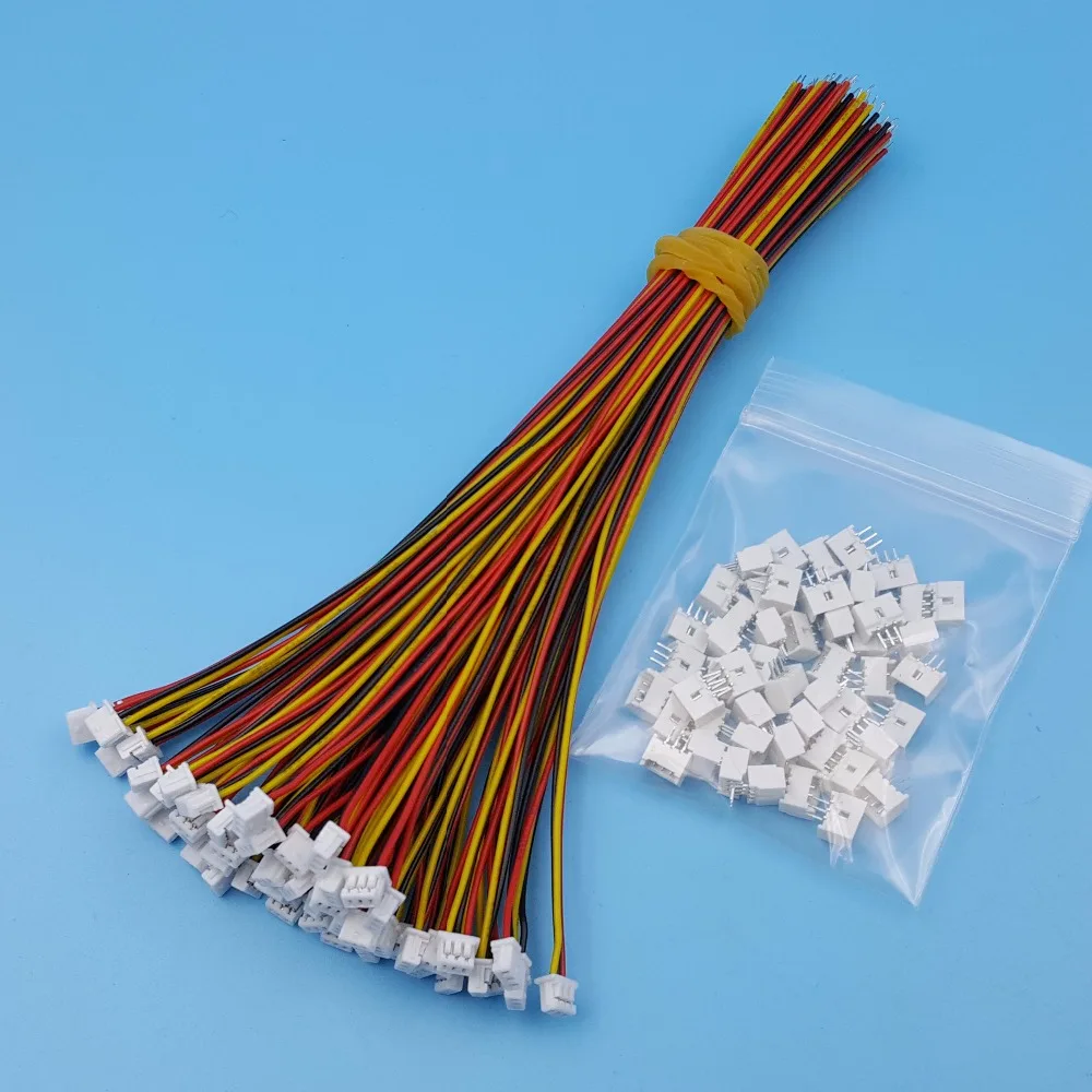 50Sets 3Pin Single End Micro JST Pitch 1.25mm 15cm 28AWG Wire To Board