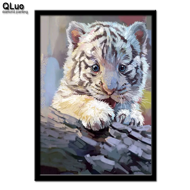 

QLuo Diy 5D Diamond Painting Cross Stitch Tiger Farmhouse Decor New Arrivals Animal Handmade Mosaic Diamond Embroidery Christmas