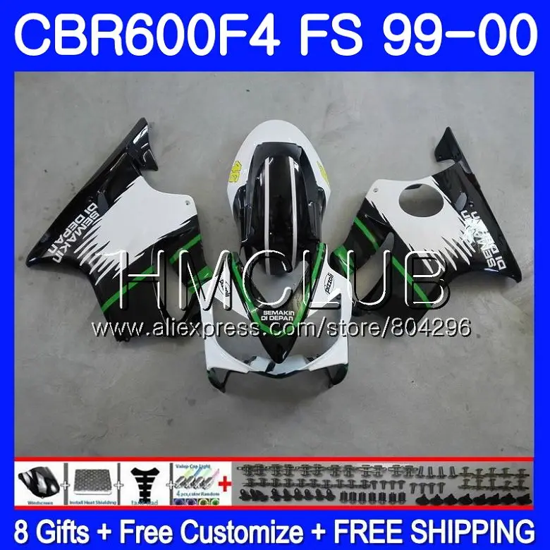 Кузов для HONDA CBR600F4 CBR600 F 4 RR F4 99 00 60HM. CBR 600F4 600 FS 1999 2000 зеленый черный обтекатель |