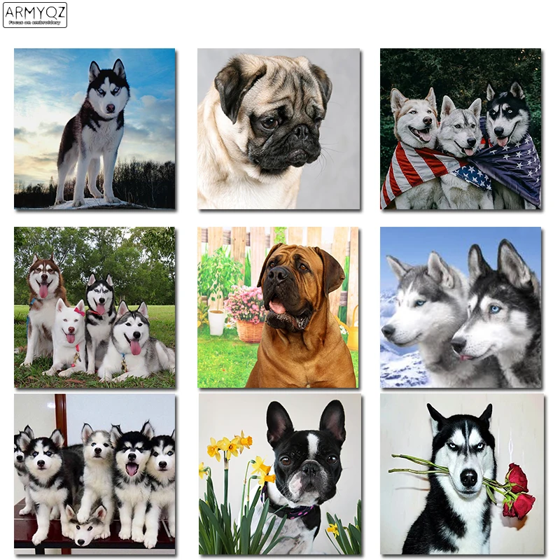 

DIY Diamond Painting Cross-Stitch Animal Dog Mosaic Crystal Interesting husky Kit Embroidery Picture Rhinestone craft new Year