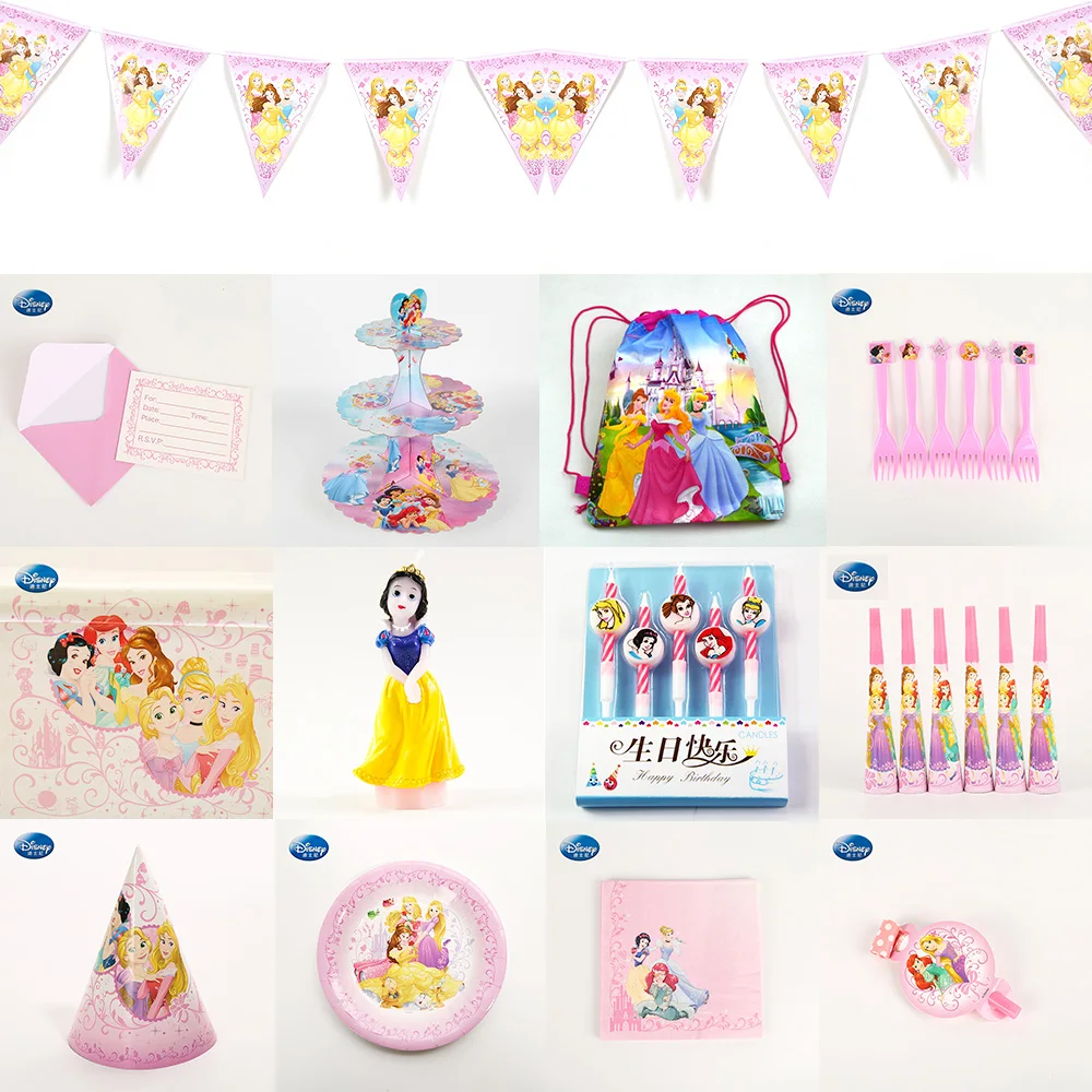

Disney Princess Theme Kids Birthday Party Decoration Tableware Set Party Supplies Girls Xmas Event Party Supplies