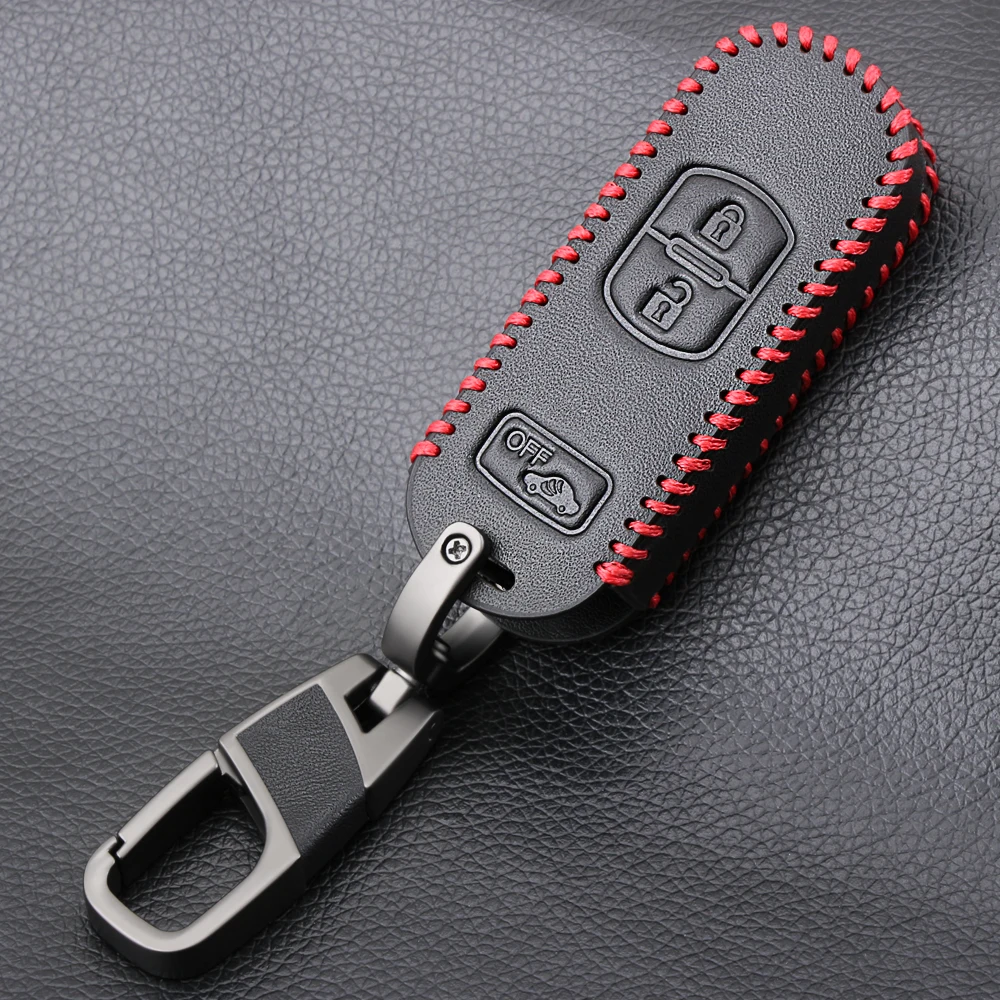 Кожаный чехол для ключей автомобиля Smart Keyless Remote Fob защитный Брелок сумка Mazda 3 CX9 CX3