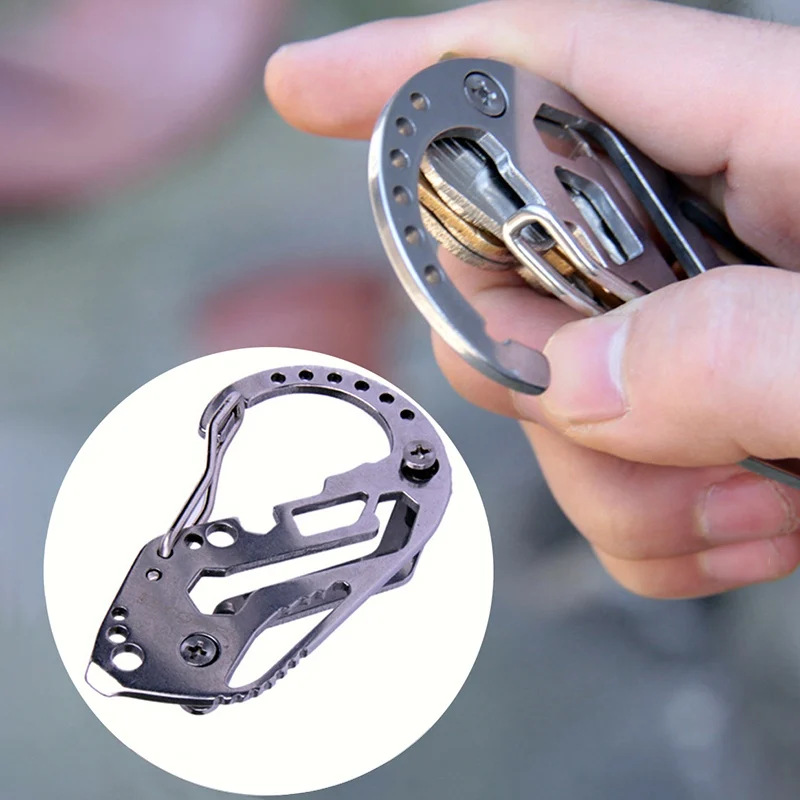 

EDC tools Carbin Multifunctional Quick Hanging Guard Plate Key Clip Stainless Steel Carabiner Keychain Hot Sale