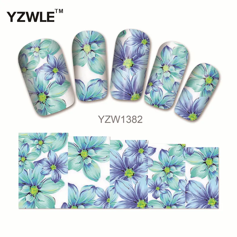 

YWK 1Pcs Nail Art Water Sticker Nails Beauty Wraps Foil Polish Decals Temporary Tattoos Watermark(YZW1382)