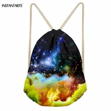INSTANTARTS Galaxy/Nebula/принт со звездой, женские и мужские мягкие сумки с завязками, школьный рюкзак для девочек и подростков, многофункциональные пляжные сумки для хранения