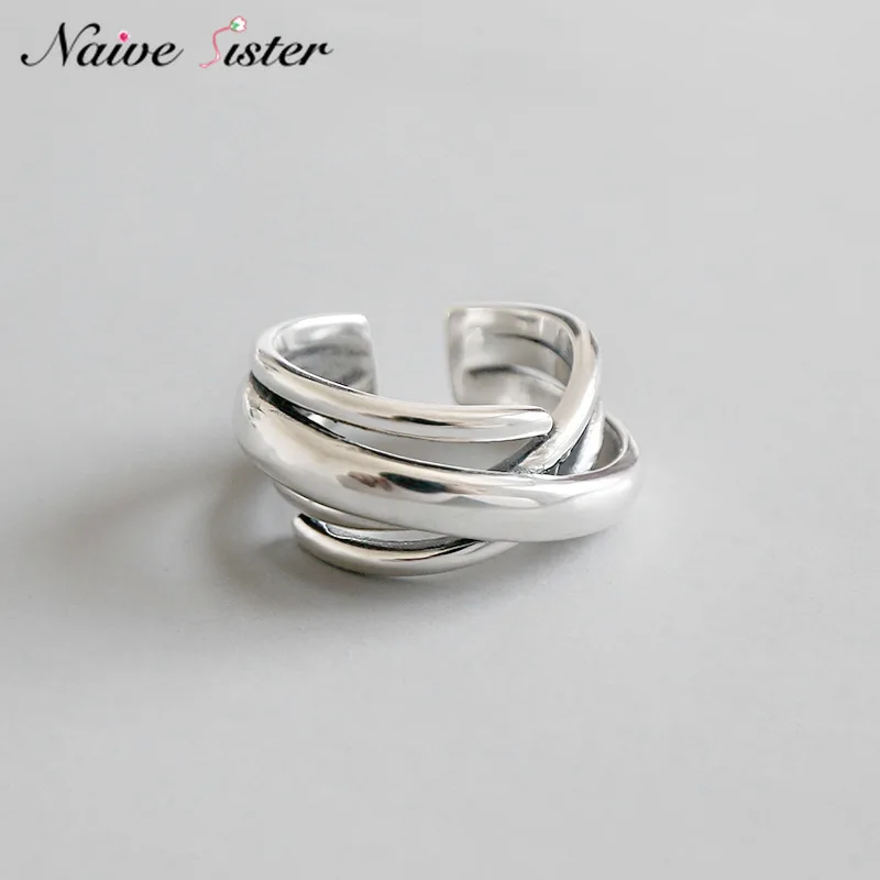 Vintage Real 925 Sterling Silver Jewelry for Women Men Ins Ladies Multi Layer Open Rings Engagement Wedding Band Punk Love Gift | Украшения