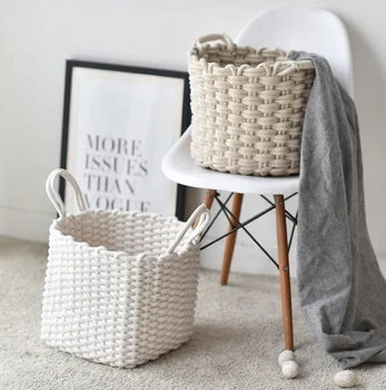 

Hot Selling Nordic Style Woven Dirty Clothes Storage Basket Multi-funciton Foldable Laundry Basket Toys Sundries OrganizerLFB753