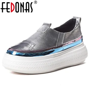 

FEDONAS Spring Summer New Round Toe Platform Women Flats Comfortable Breathable Genuine Leather Single Casual Shoes Woman