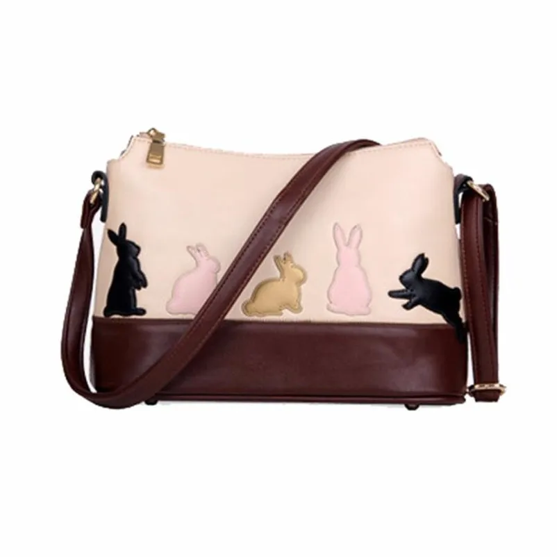 Высококачественные кожаные женские сумки, модная женская кожаная сумка на плечо с котом и кроликом, Сумочка через плечо, сумка-мессенджер, Bolsa Feminina