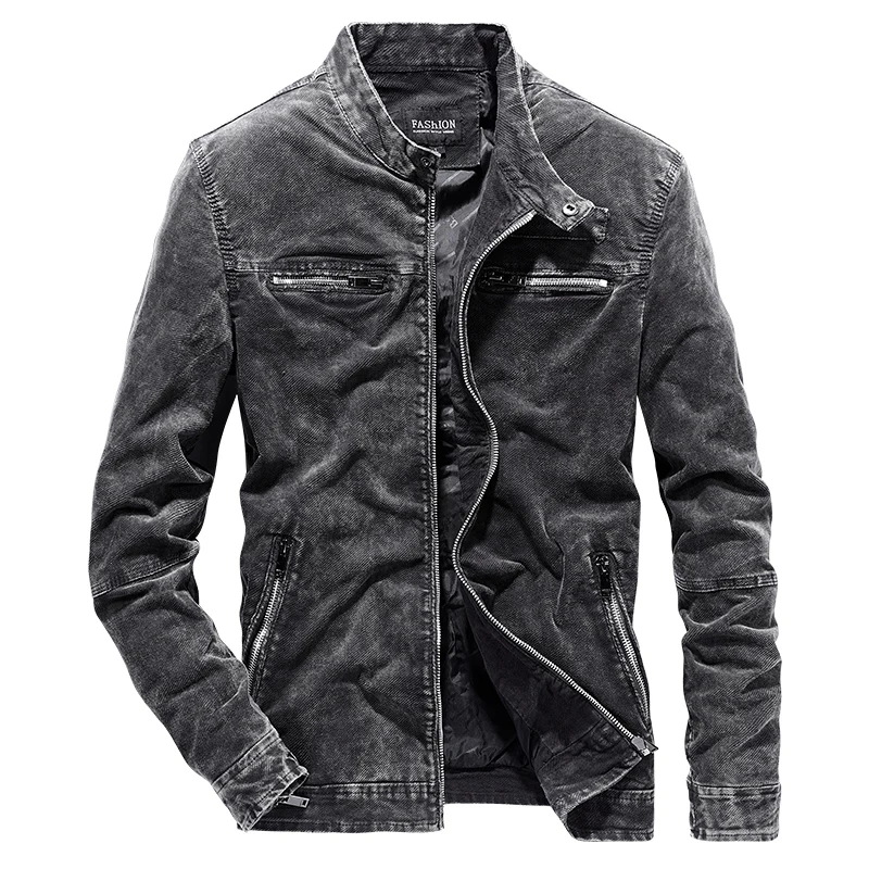 

Vintage Jackets Men Slim Fit Casual Jeans Coat Jacket 2019 Spring Autumn Fashion Retro Clothes for Men Gray Khaki WN41