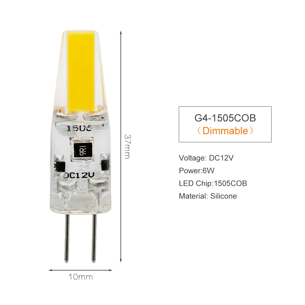 3 Вт, 5 Вт, 6 Вт, 12 В постоянного тока, светодиодный светильник G4 с регулируемой яркостью, лампа для дома, кухни, капот, светильник, светильник, люстра, лампы, замена галогенов - Испускаемый цвет: 6W-COB Dimmable