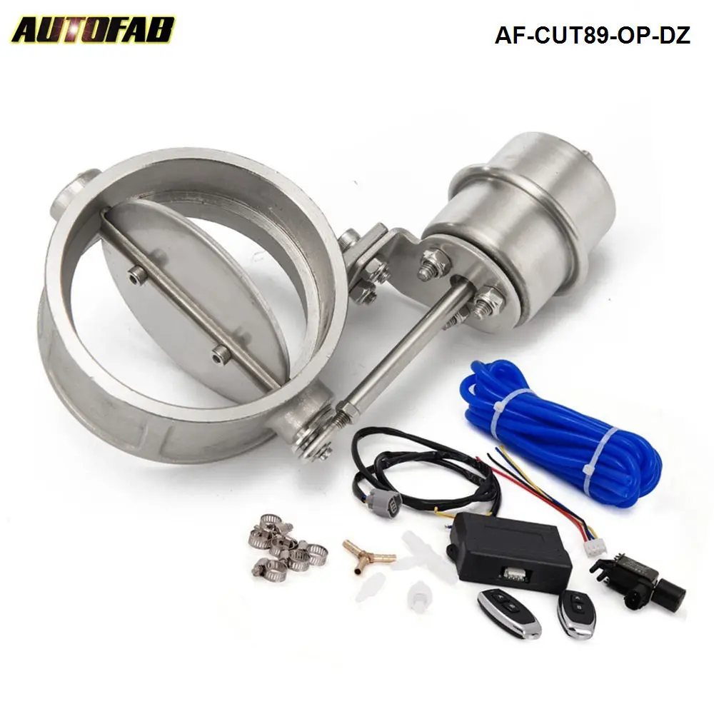 AUTOFAB - Exhaust Control Valve Set With Vacuum Actuator CUTOUT 89mm Pipe OPEN with Wireless Remote Controller AF-CUT89-OP-DZ