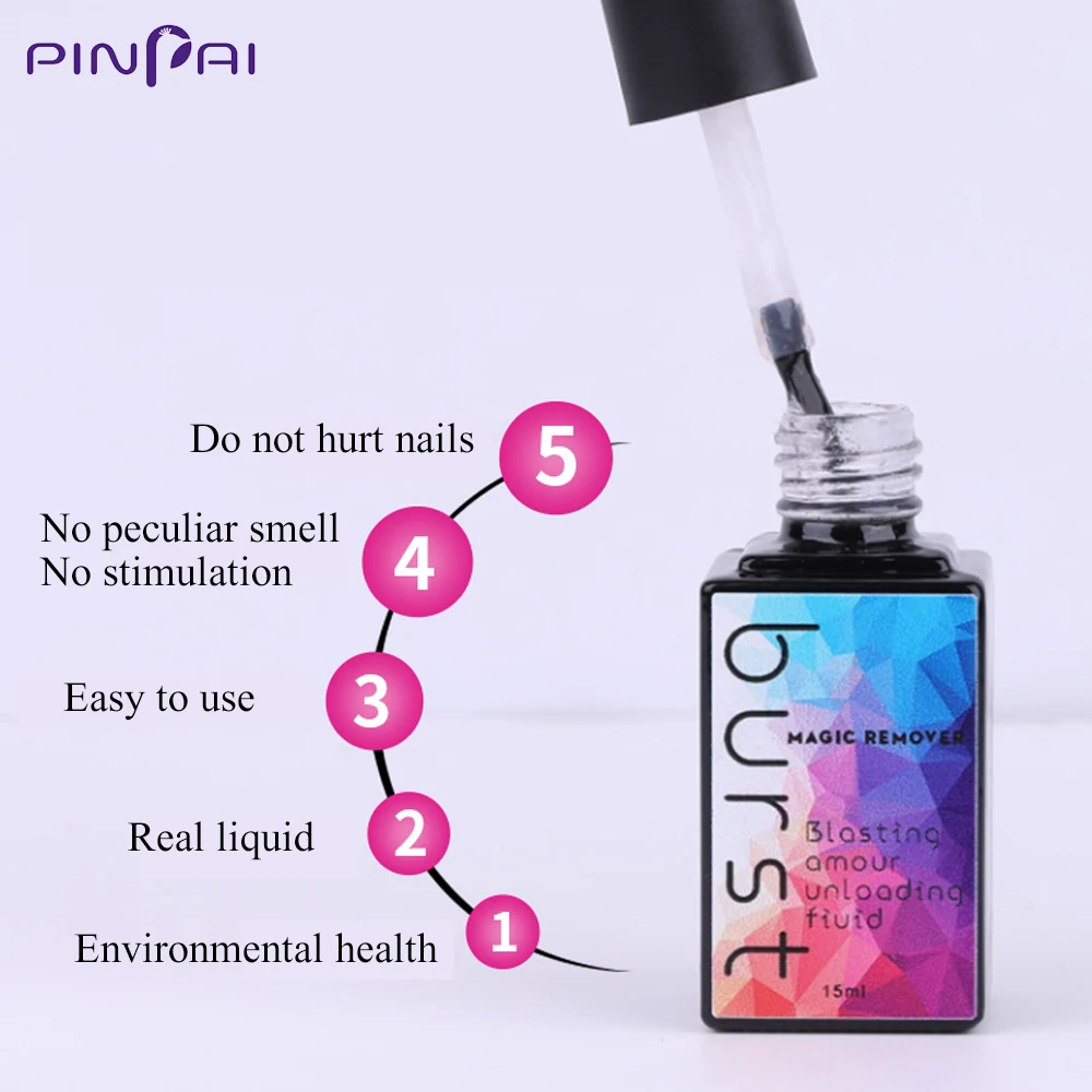 Pinpai Burst Magic Remove UV Nail Gel Polish Magic Remover Soak off Nail Art Primer Acrylic Clean Degreaser For Nail Lacquer 3