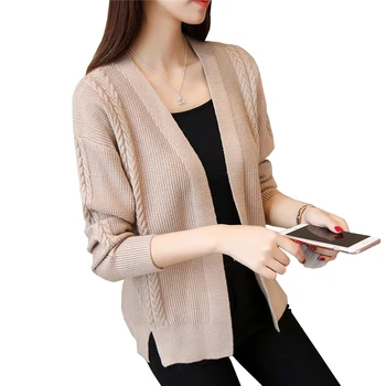 

2019 New Women Sweater Cardigan Fashion Autumn Winter Scarf Collar Twist Hem Split Knitted Cardigan Jumper Thick Female Sweaters