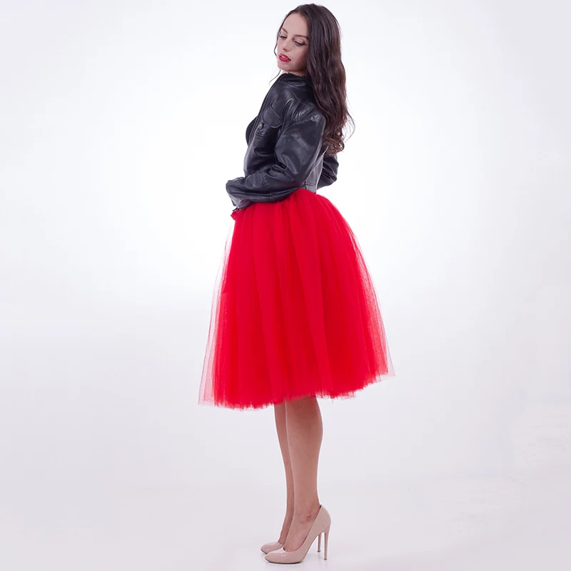 Женская фатиновая юбка пачка средней длины 7 слоев 65 см лето 2017|fashion tulle skirt|tulle