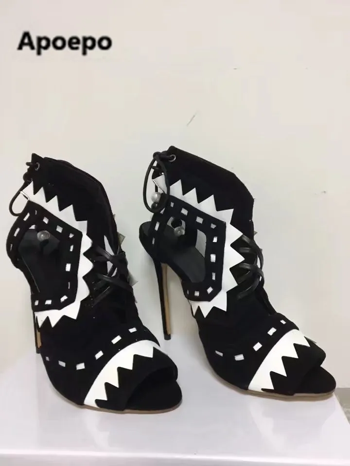 black string up heels