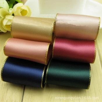 

10 Meters 38mm Gold Edge Ribbon Double-sided Polyester Ribbon Handmade Christmas Wedding Party Decoration Webbing Sewing